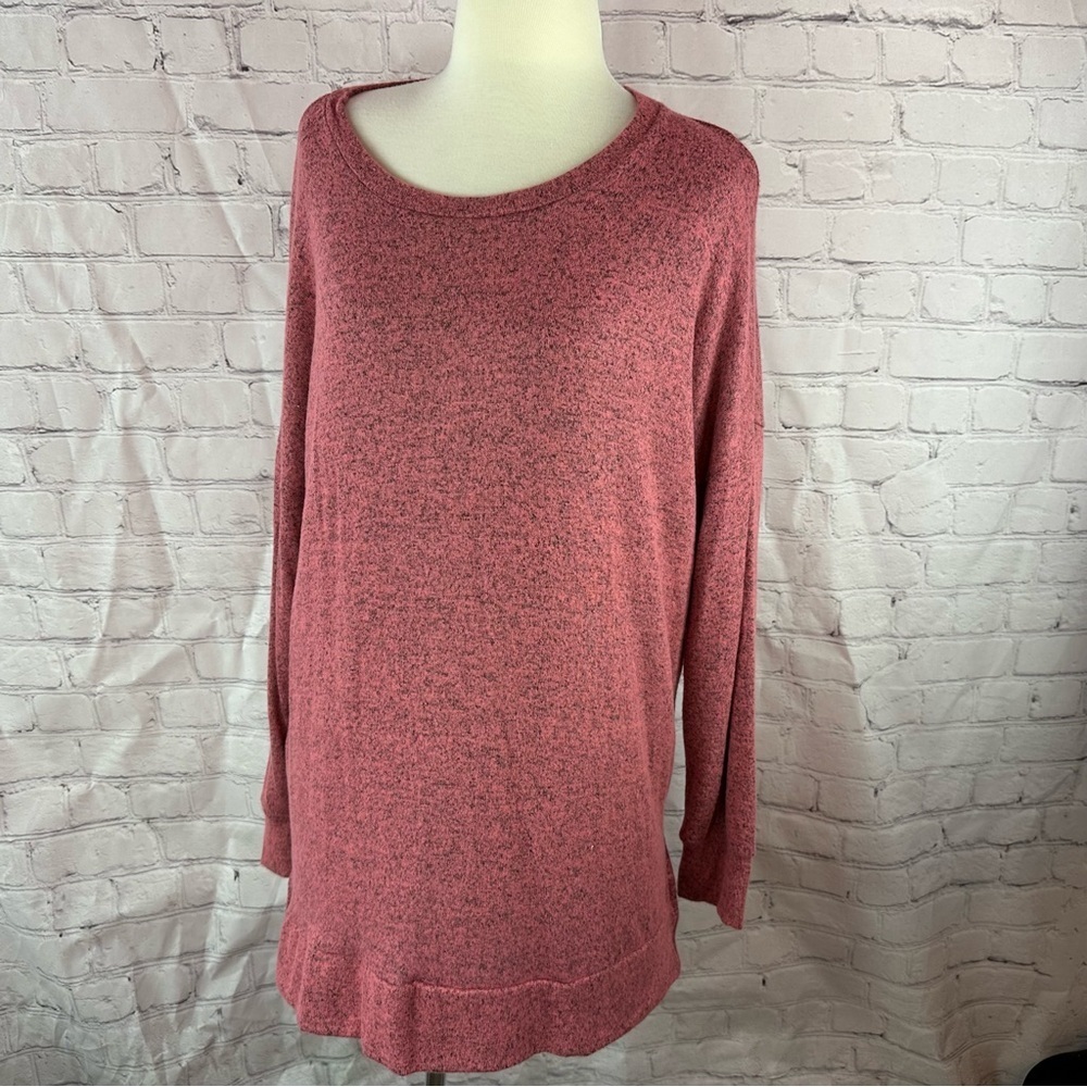 NWT zenana outfitters boutique heathered dusty rose tunic light weight sweater L